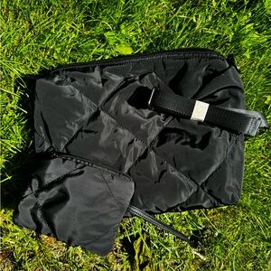 Modern Chic Black Quilted Bag with Pouch